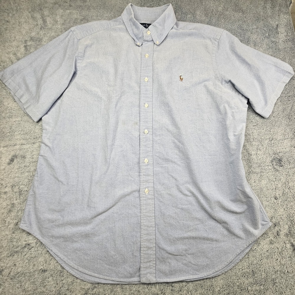 Vintage Ralph Lauren Oxford Shirt Mens Extra Large Blue Flesh Pony Logo 90s Y2K